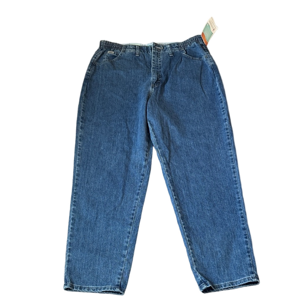 Lee Blue Relaxed Fit Side Elastic Tapered Leg Jeans SIZE 16 Short